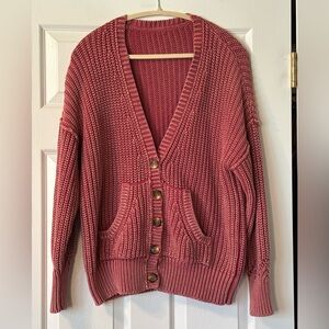 Sundance Pink Chunky Knit Cotton Cardigan Size M